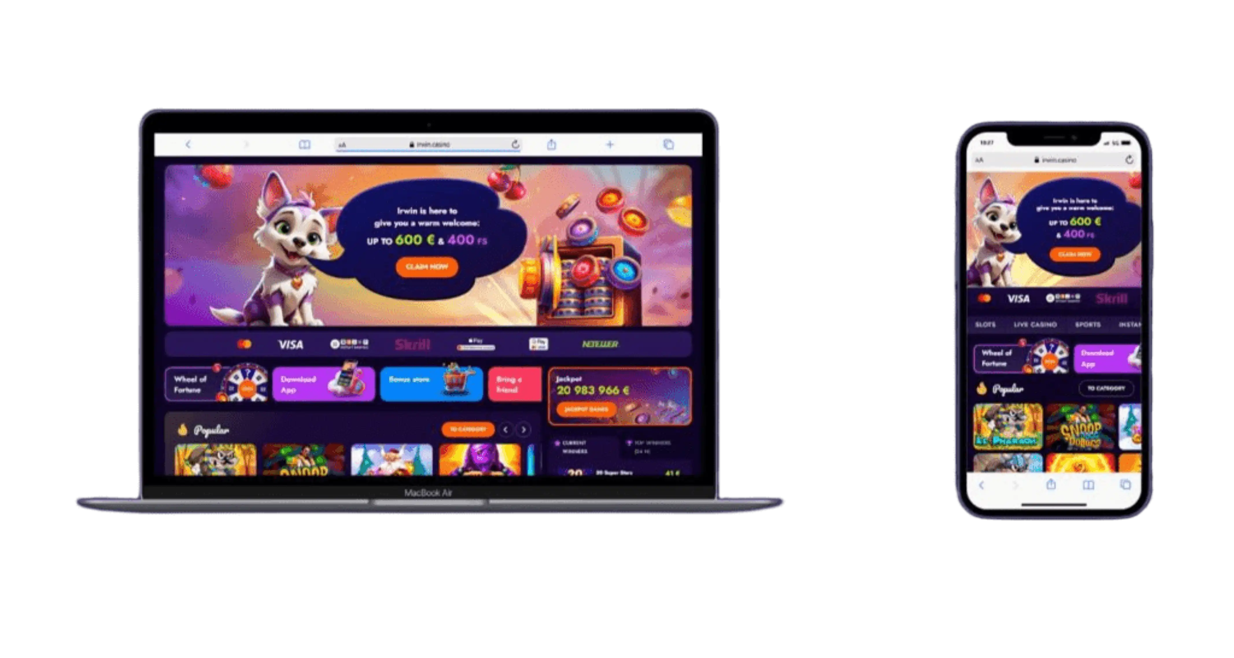 Irwin Casino App Screenshot